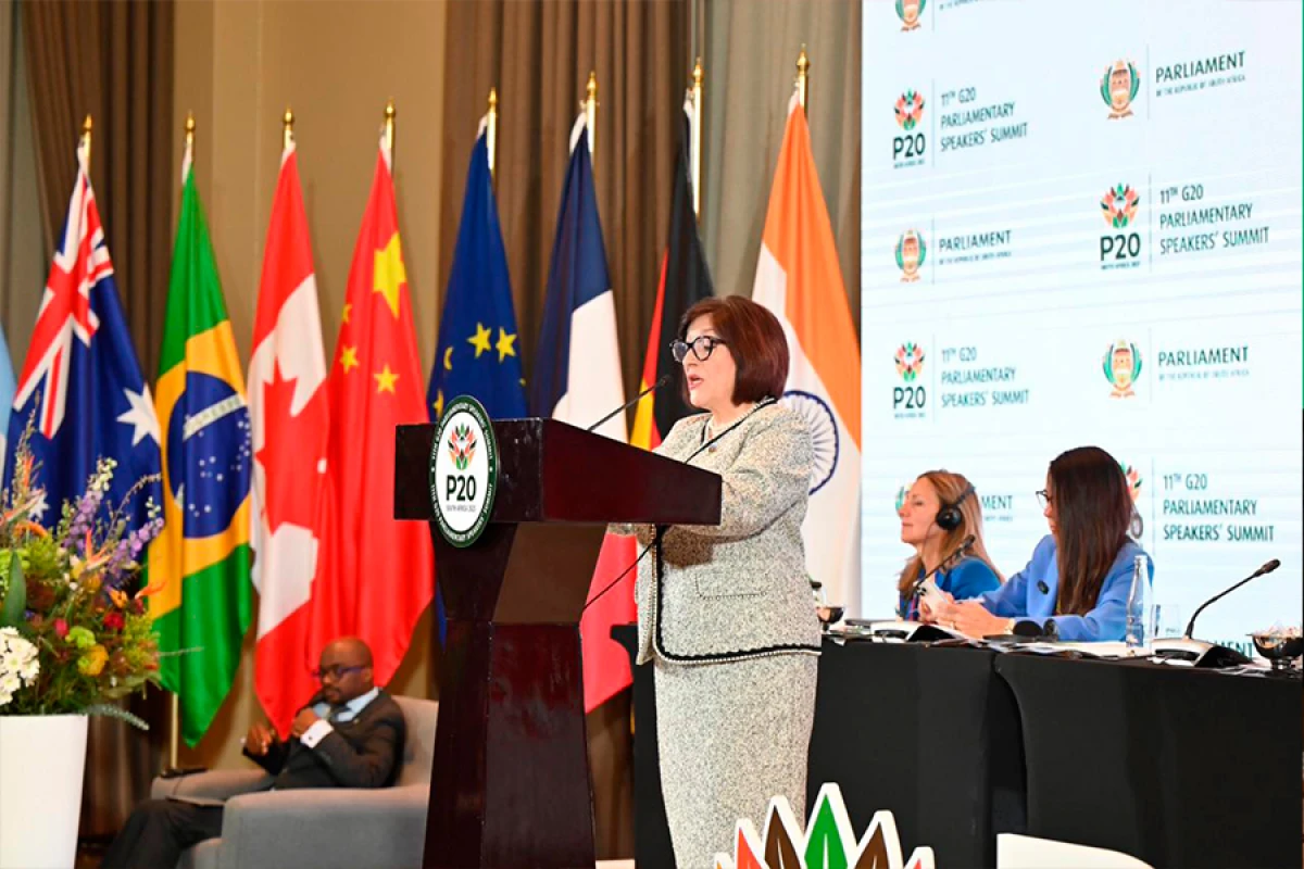 Sahibə Qafarova G20 Parlament Sammitində çıxış etdi