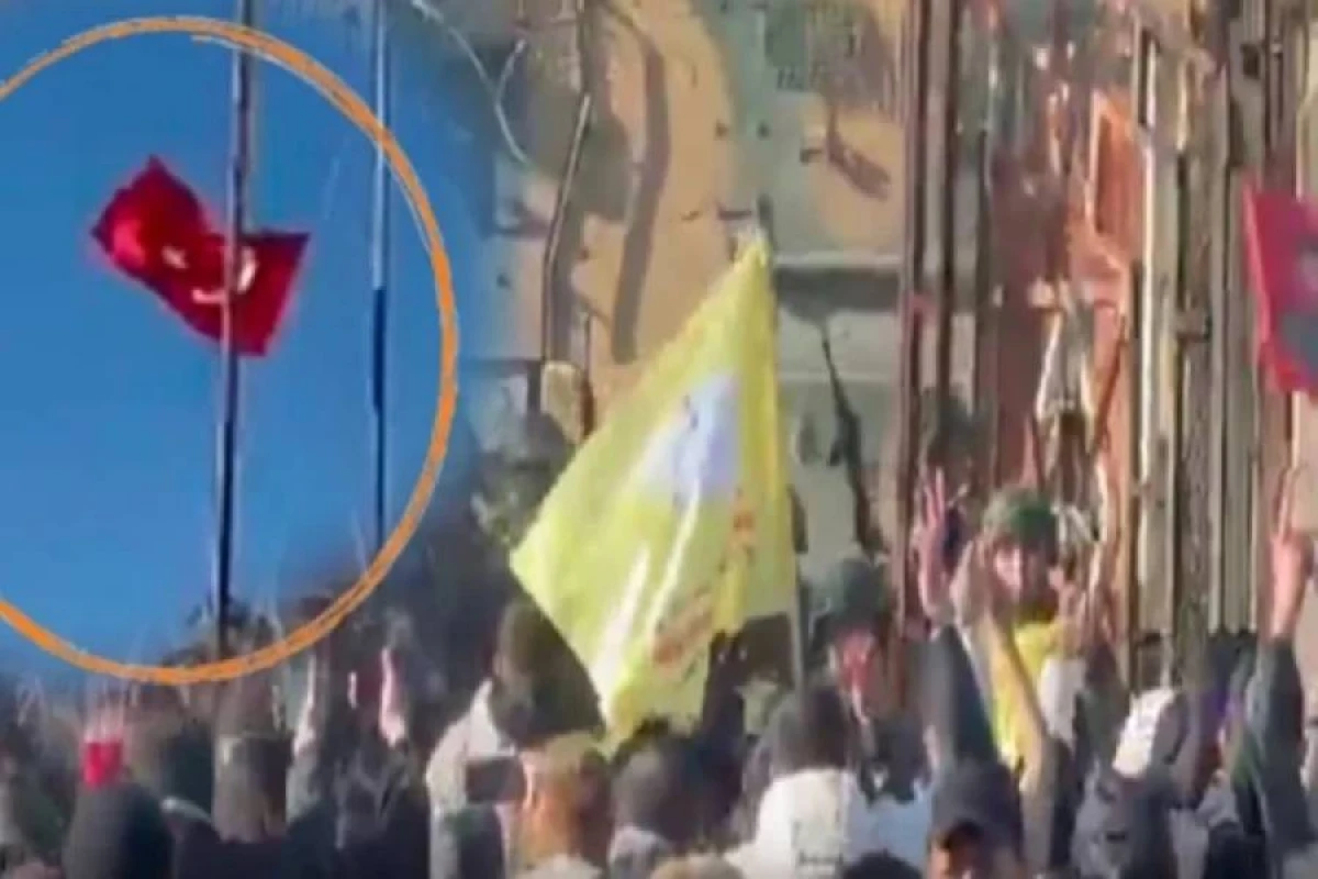 Türkiyədə  bir qrup şəxs sərhəddəki [[Türkiyə bayrağını endirdi]]