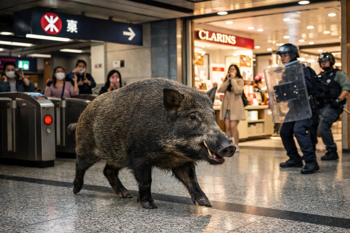 Vəhşi qaban metroya girdi,  [[dörd nəfəri yaraladı]]