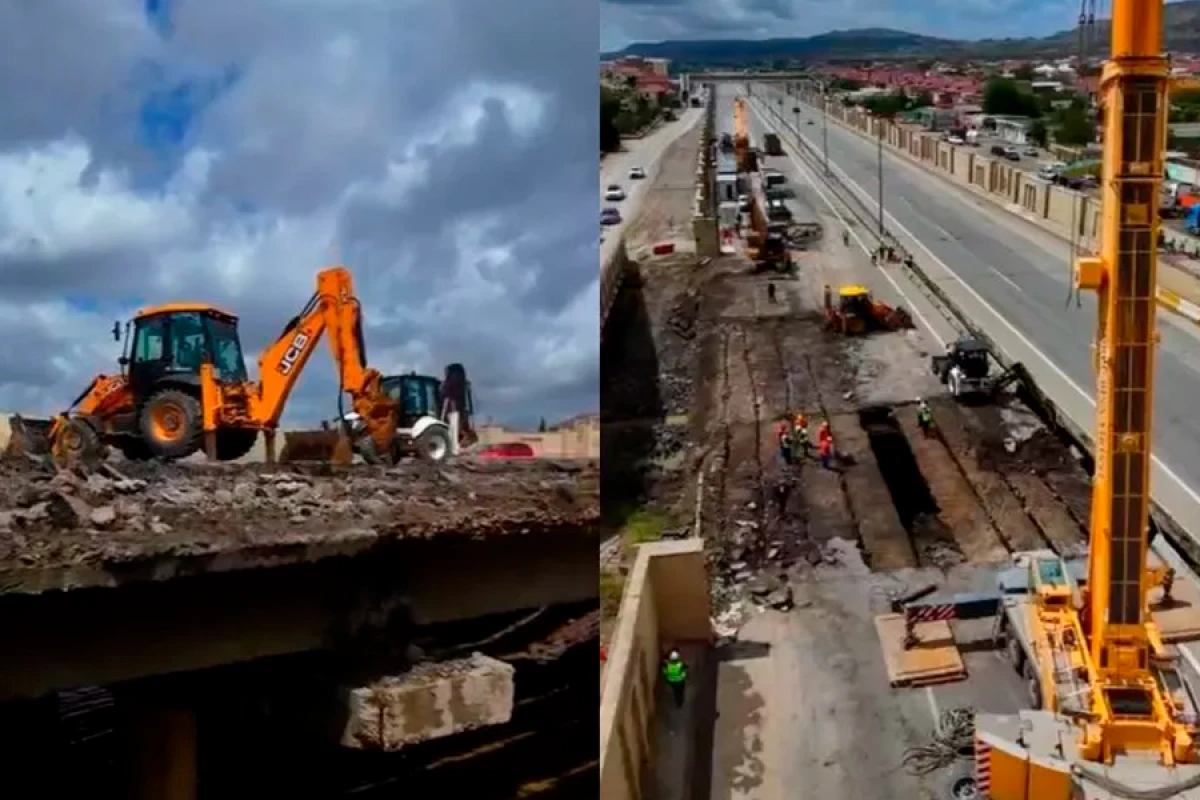 Qobustandakı qəzalı körpünün söküntüsünə başlanıldı