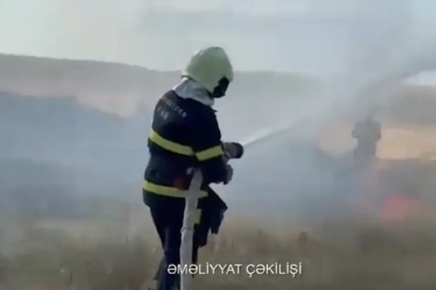 Qazaxda fermaya keçmək üzrə olan alov söndürüldü - VİDEO