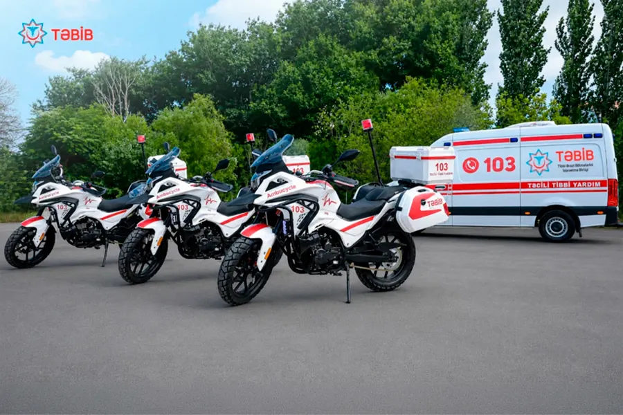 Azərbaycanda ilk dəfə motosikletlər təcili tibbi yardım xidmətinə cəlb olundu