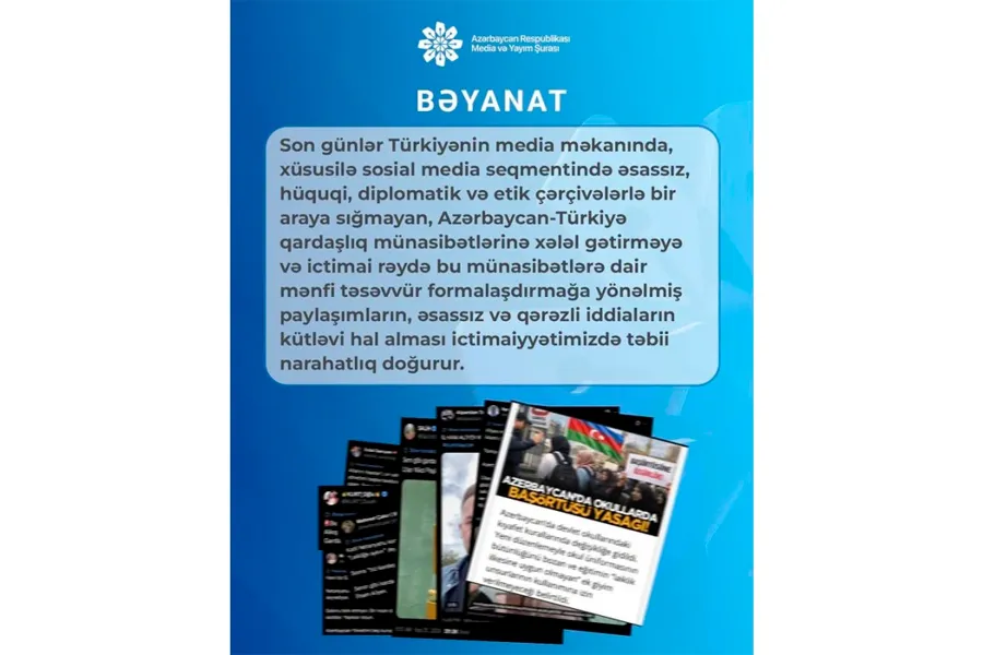 Media və Yayım Şurası Türkiyə mediasındakı paylaşımlarla bağlı Bəyanat yaydı