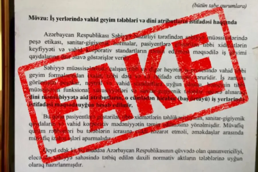 Hicabla bağlı yayılan məktub saxtadır - RƏSMİ AÇIQLAMA